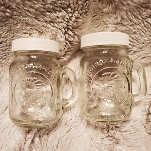 Vintage Golden Harvest Ball Mason Jar Glass Salt and Pepper Shakers Farmhouse